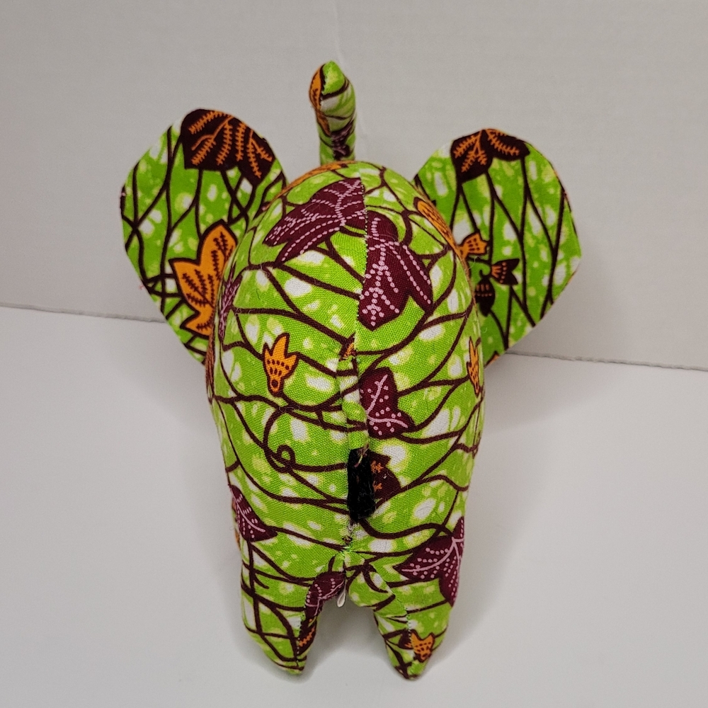 Lovely Fall Leaf Motif Green Small Stuffed Elephant Accent Pillow RARE - Picture 4 of 14